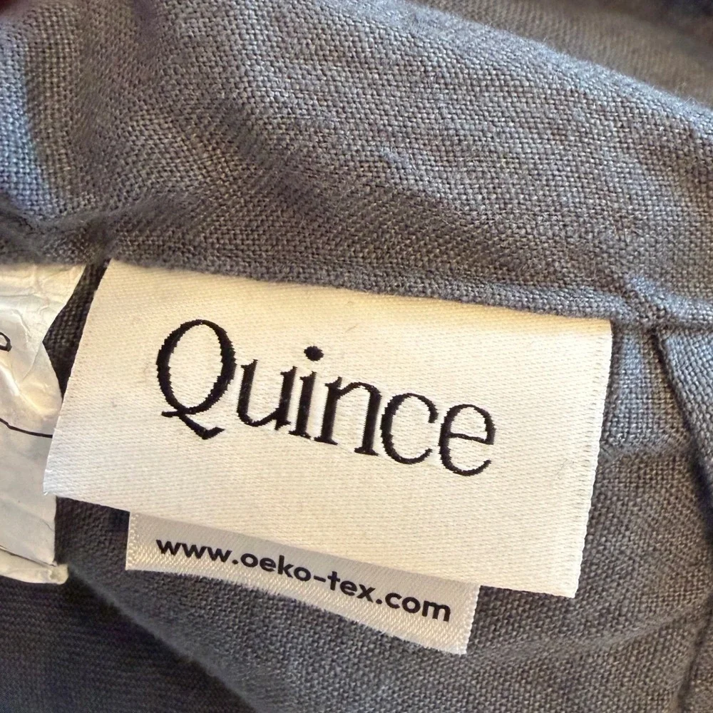 Quince European Linen Box Quilted Pillow Sham Set Size Standard Grey Bedding